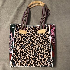 Consuela Leopard Print Tote with Multicolor Straps